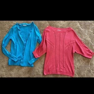 New York and company Stylish Pink and Blue Women's Sweater Set size medium